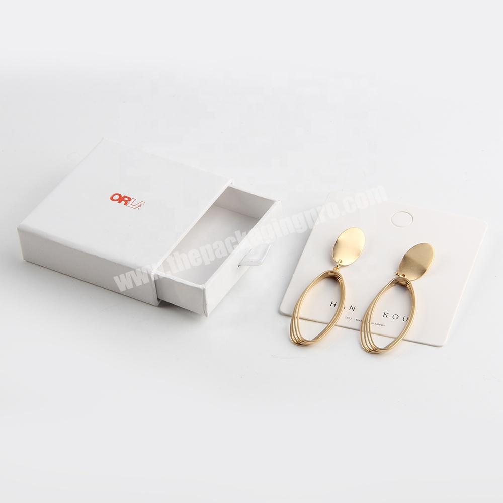 custom logo white small drawer paper rigid jewelry hoop earring box