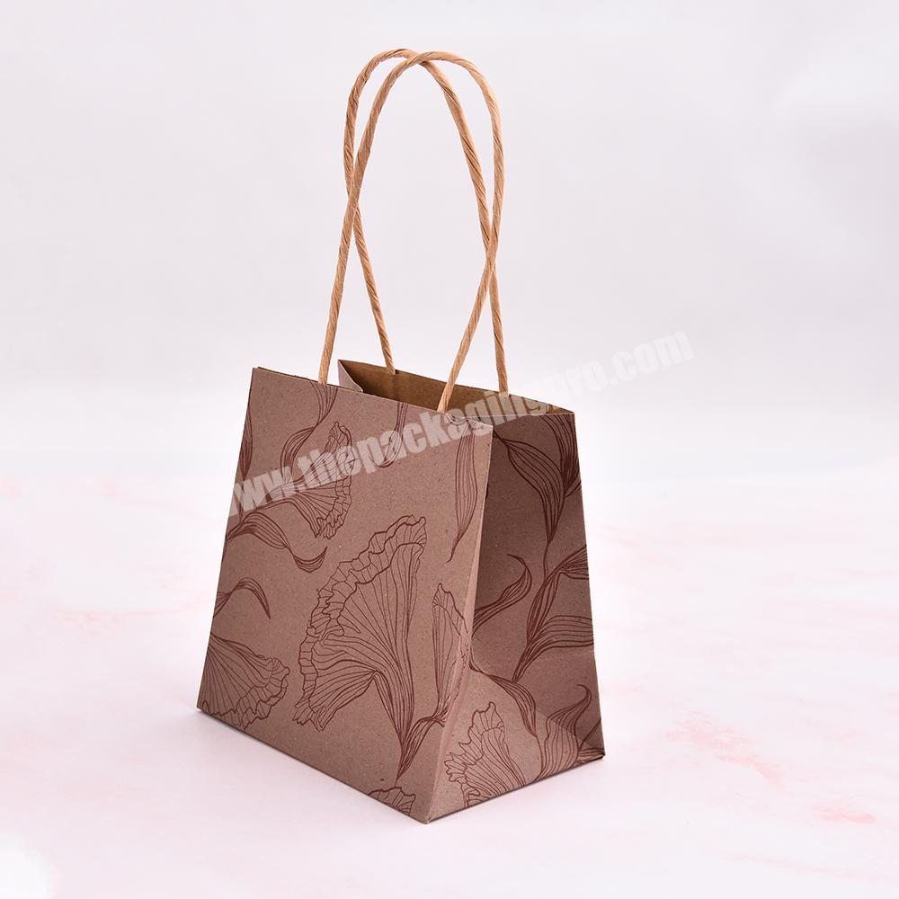 Wholesale Supplier Fashion Custom Handmade Kraft Paper Gift Shopping Bags  With White Ribbon Handle