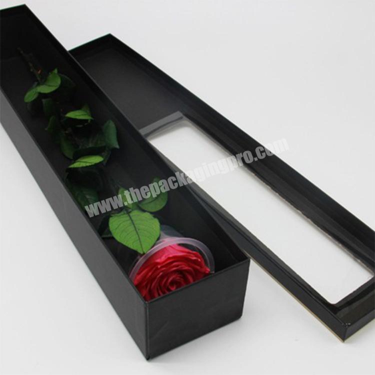 Custom luxurious paper small rectangular gift box for flower single rose packaging florist romantic preserved rose gift box