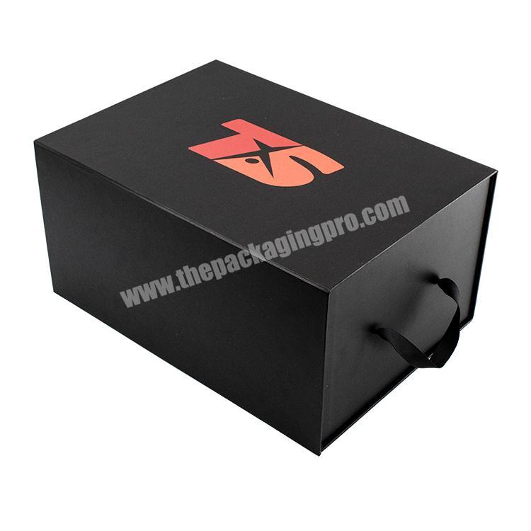 Custom luxury big black paper box cardboard collapsible gift boxes