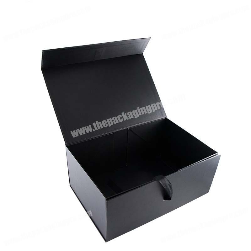Custom luxury black cardboard foldable magnetic ribbon closure baseball ...