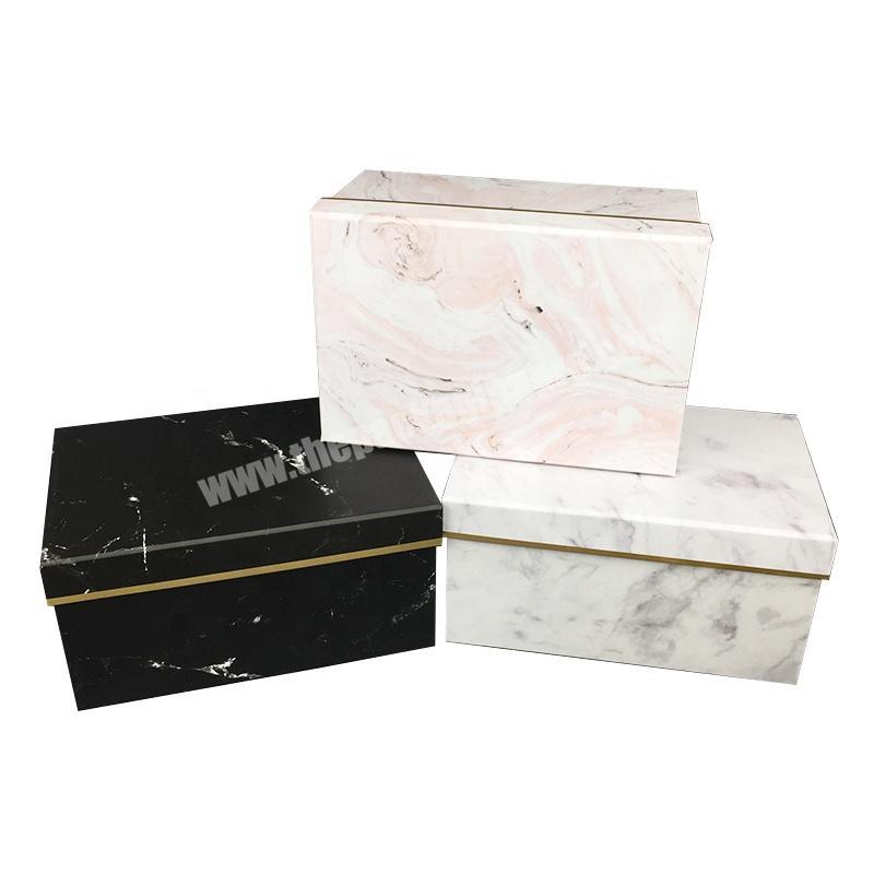 Custom Luxury BlackWhite Marble Square Cardboard Gift Box Packaging Boxes For Rose Flowers