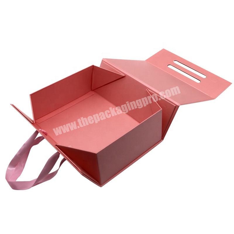 Custom Luxury Branded Women Purse Handbags Packaging Magnetic Box With Ribbon Handle