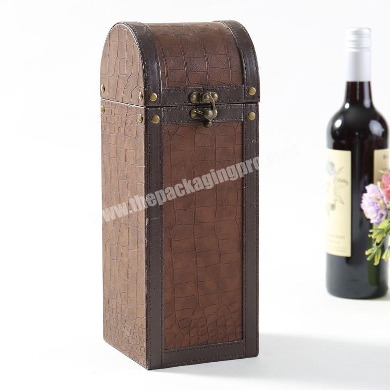 Custom  Luxury Cardboard classical  special shape Leather packaging box  Wine Gift Box for bussinessman