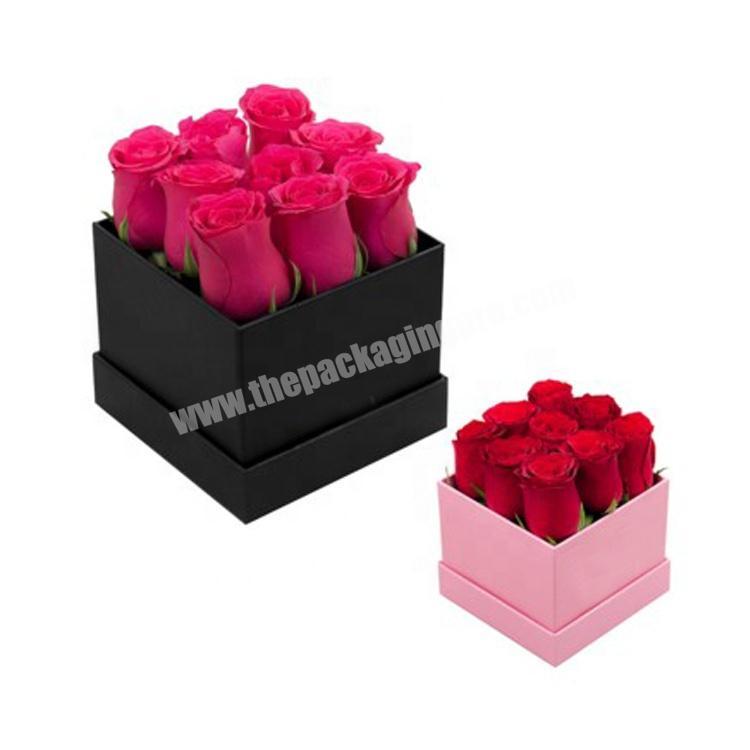 Custom Luxury Cardboard Paper Packaging Square Rose Bouquet Flower Gift Box