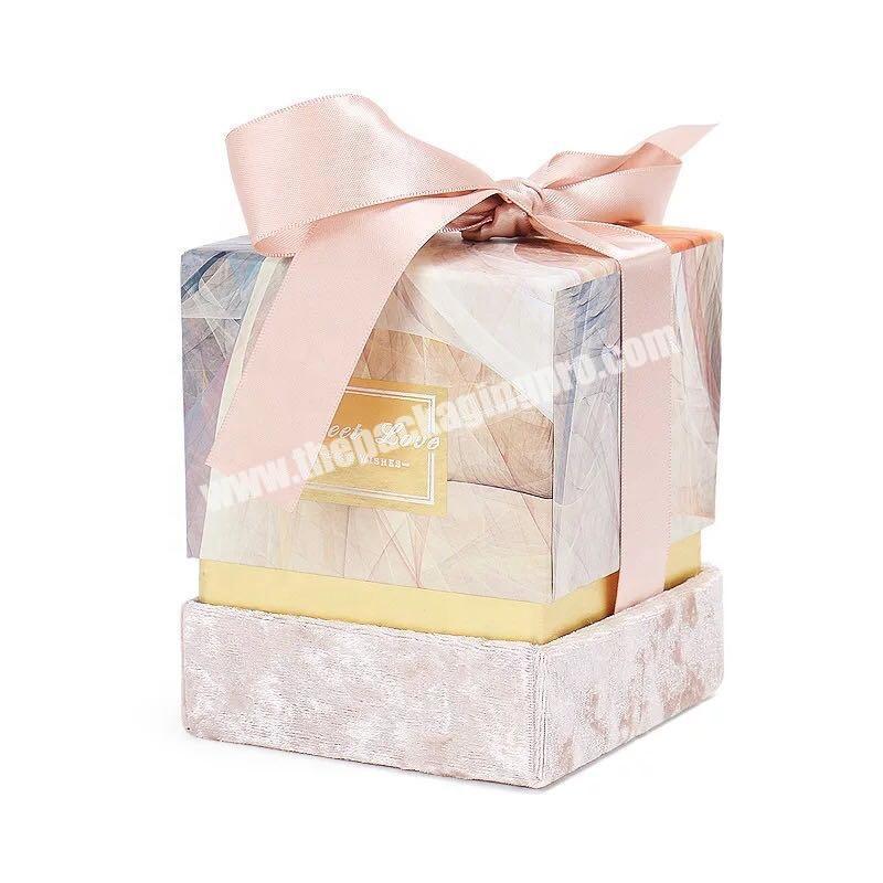 Custom Luxury carton cardboard Aromatherapy gift tube packaging round candle square glass box with ribbon