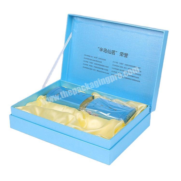 Custom luxury cosmetic packaging box carton custom art paper food gift packaging flip magnetic box with lined tote bag set