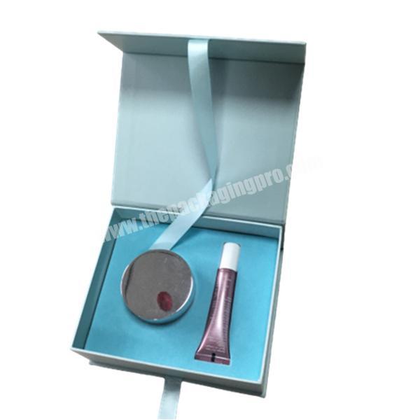 custom luxury cosmetic packaging box with ribbon skin care packaging magnetic box