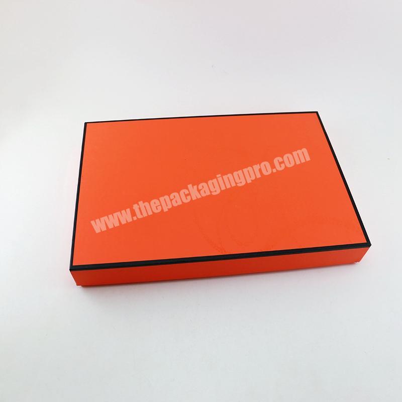 Custom Luxury Eco Cardboard Paper Spot UV Logo Orange Gift Box Clothing Packaging Box
