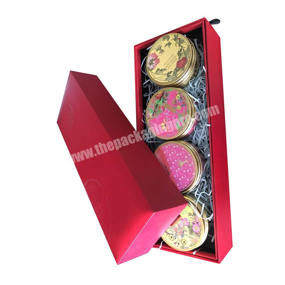 Custom luxury exquisite red craft gift cardboard carton tea packaging presentation box