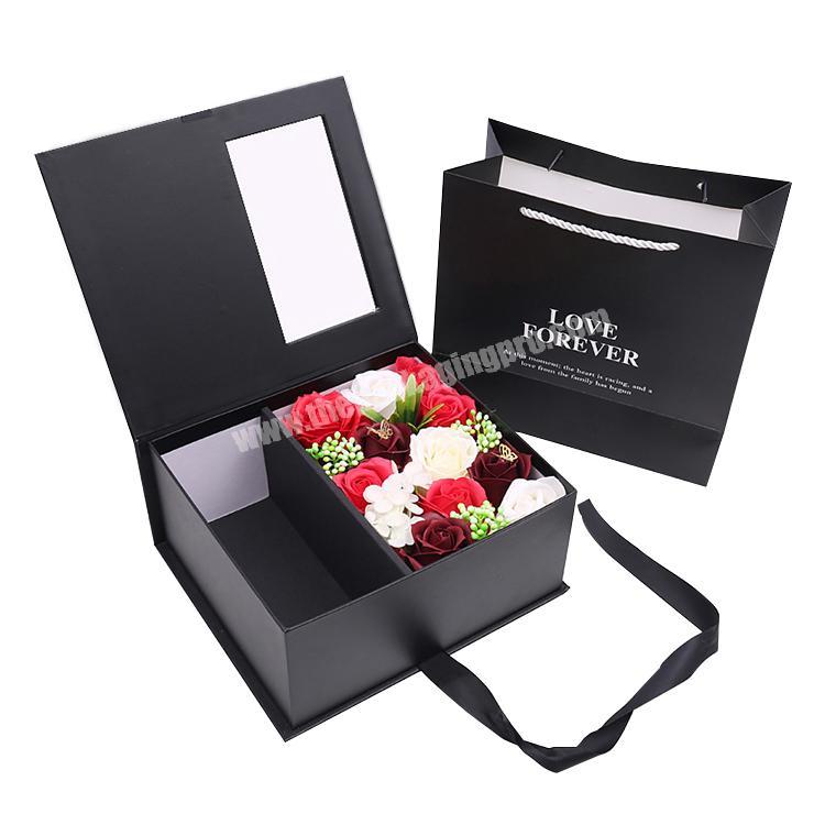 Custom luxury gift packaging preserved rose bouquet flower box