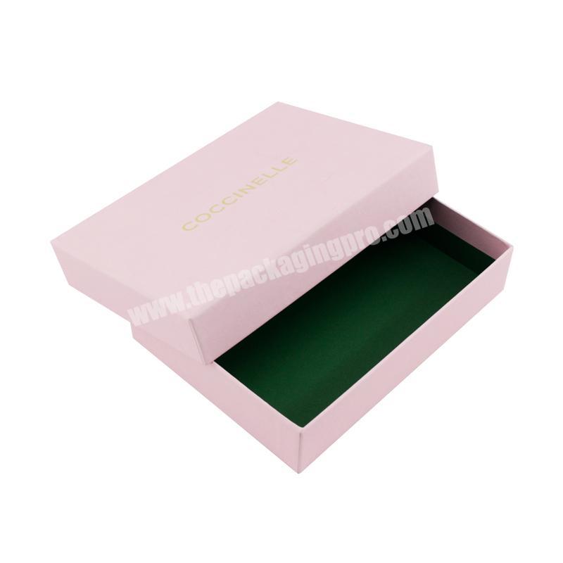 Custom luxury gold stamping logo rigid cardboard pink gift box for christmas