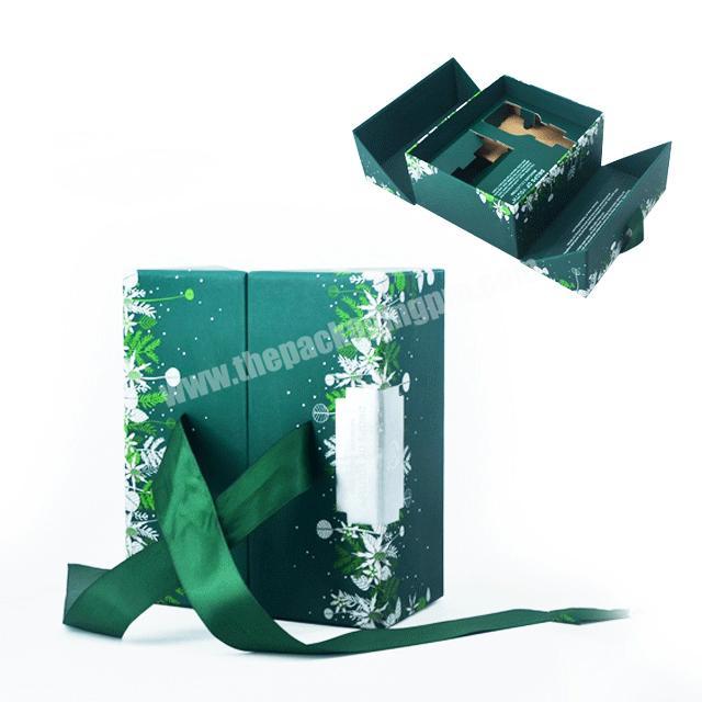 Custom Luxury Green Cosmetic Cardboard Gift Packaging Box With Logo Printing