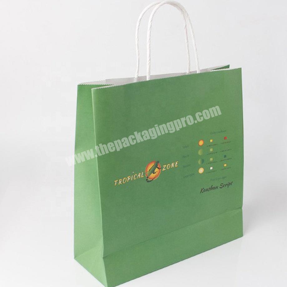custom luxury green kraft paper bag with twist handle