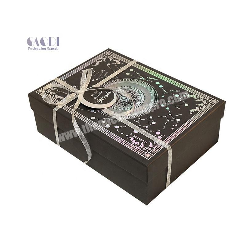 Custom Luxury Handmade Matt Black White Paper Cardboard Lid And Base Type  Promotion Gift Packing Box