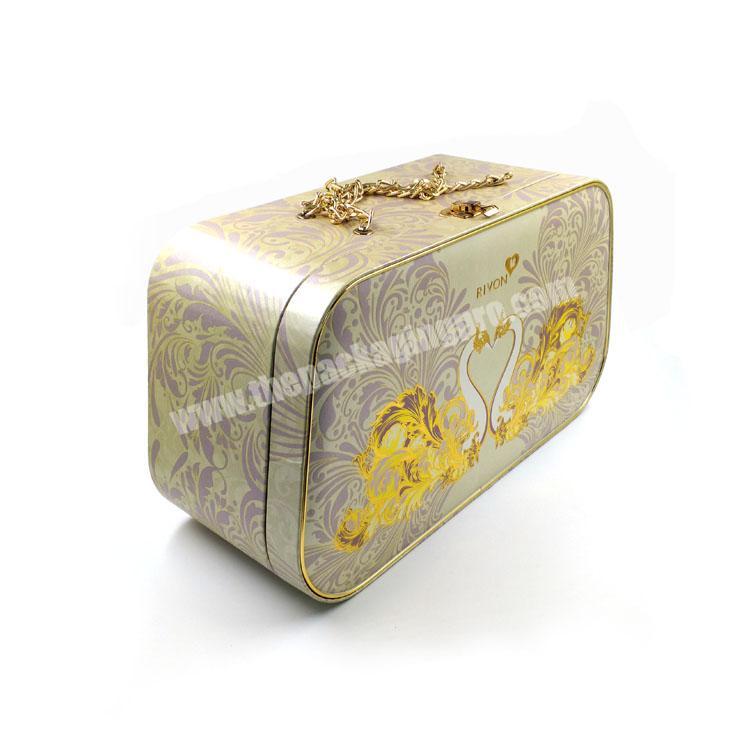Custom luxury high quality paper cardboard mini suitcase with chain handle