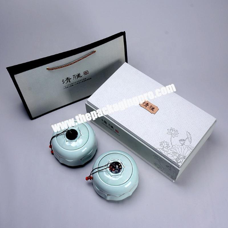 Custom Luxury Hot Foil Logo Black Touch Paper Rigid Cardboard Tea Packaging Box