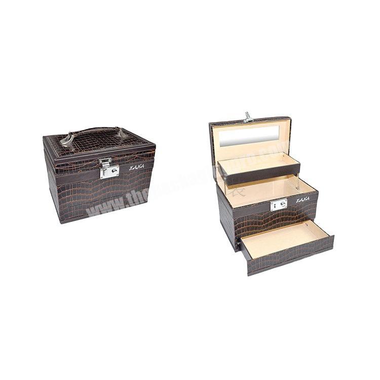Custom Luxury Jewelry Boxes Recyclable PU Leather drawer Jewelry Box Organizer with Small Travel Case