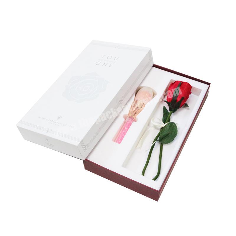 Custom Luxury Lid and Base Style  Cosmetic Set Makeup Brush Packaging Boxes with Velvet Inlay