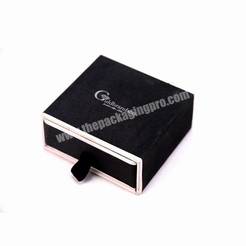 Custom Luxury Logo Printed black paper jewelry box packaging