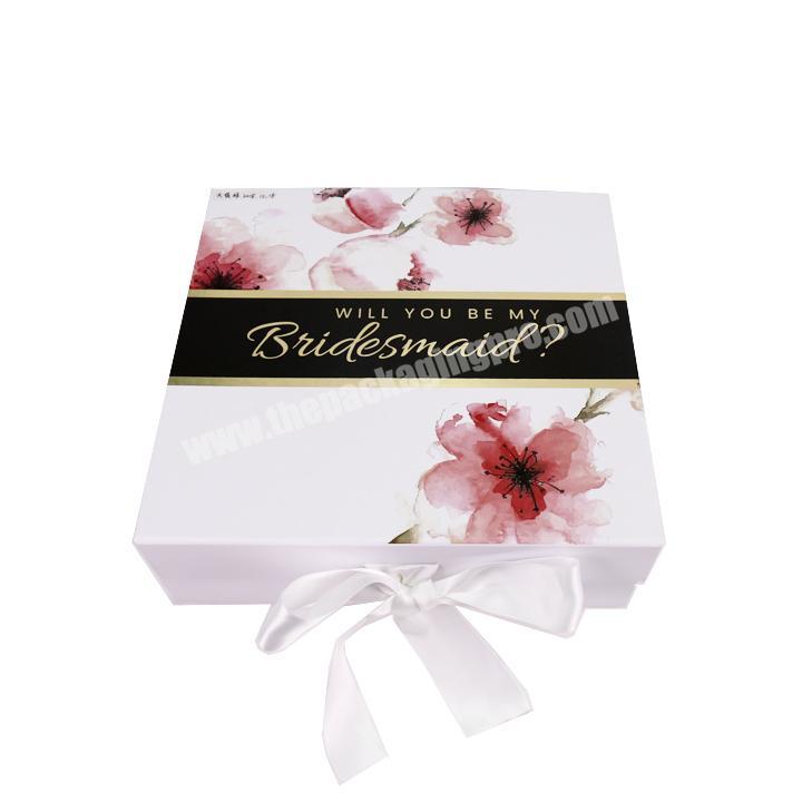 Custom Luxury Logo Printed Folding packing gift box with ribbon