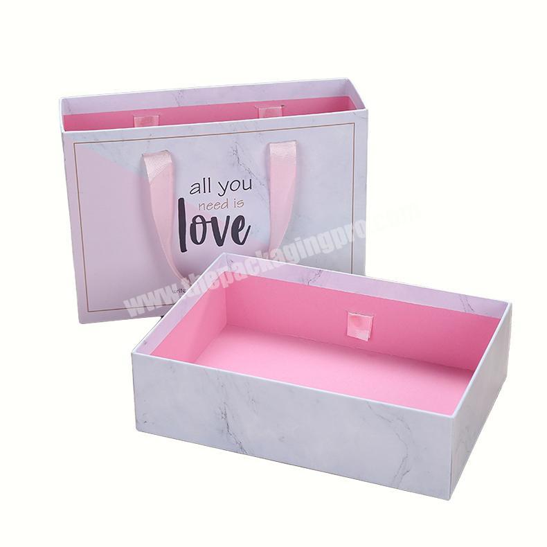 Custom luxury marble drawer packaging box with ribbon handle for hair extention match box for hair bundle