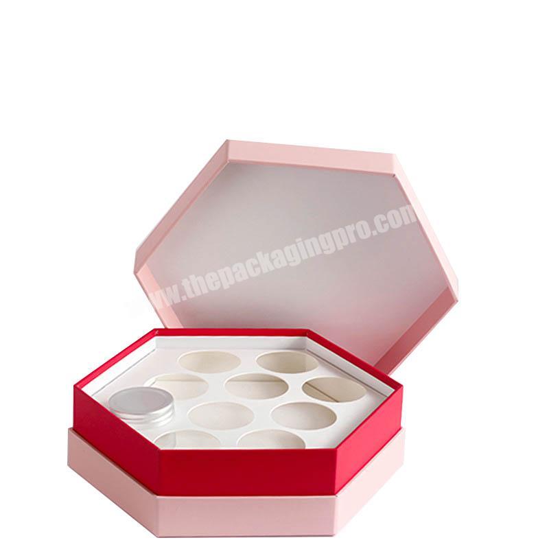 custom luxury paper cosmetic packaging folding card hexagon gift box