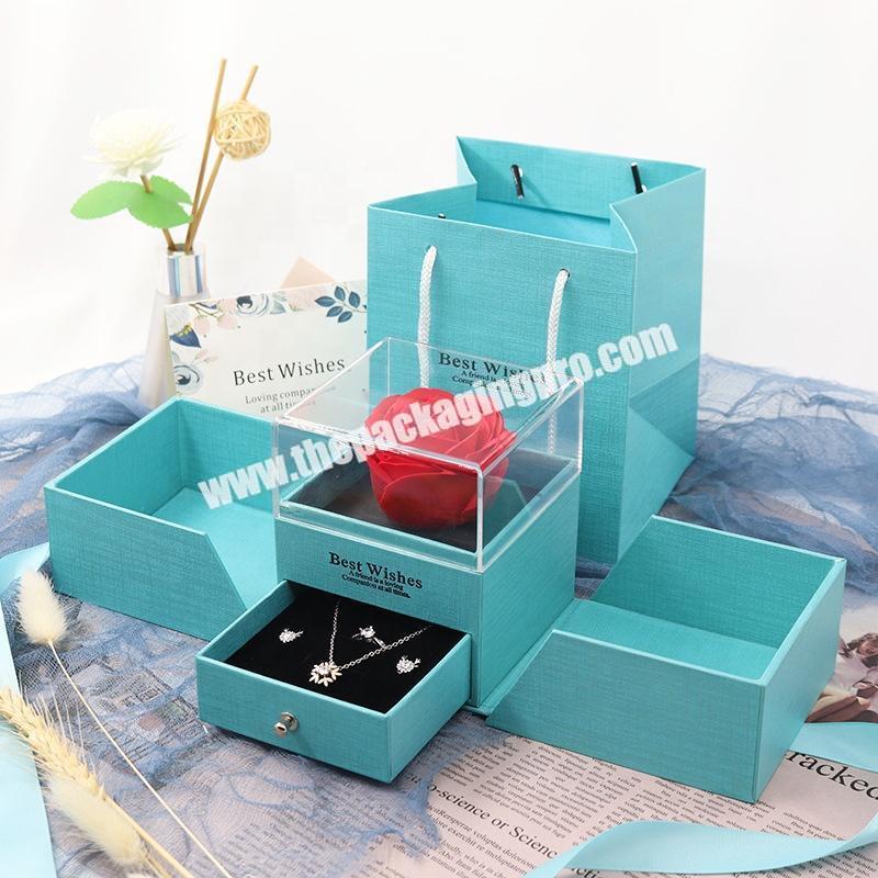 Custom Luxury Paper Gift Flower Box Bracelet Ring Jewelry Box Leather Box With Gold Silver Stamping For Ornaments Wallet