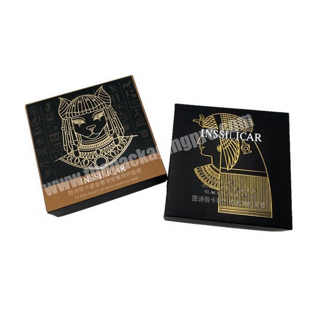 Custom Luxury Paper Gift Matte Black Box With Gold Stamping Logo for Cosmetics Box Packaging