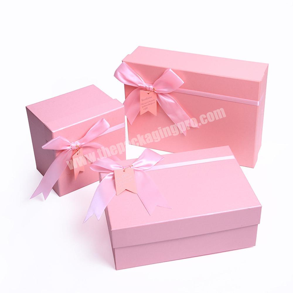 Custom luxury pink jewelry gift box with ribbon