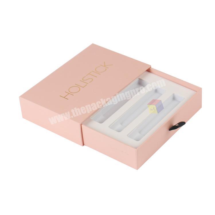 custom luxury pink sliding out type lipgloss set box