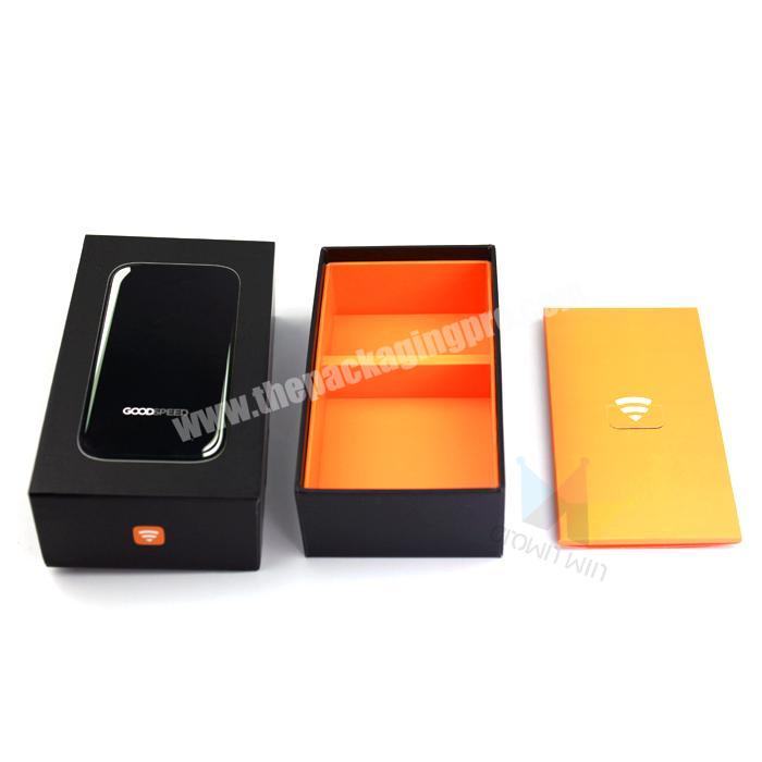 Custom Luxury Rigid Printed Mobile Phone Charger Electronic Products Matte Black Gift Packing Box Factory