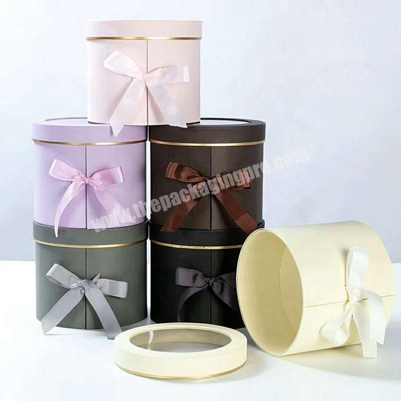 Custom logo wedding christmas i love you round gift flower box paper luxury  cylinder roses flower