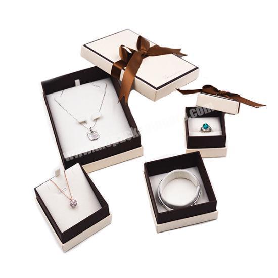 Custom Luxury Set Jewelry Presentation Gift Packaging Box For Necklace Earrings with Ribbon