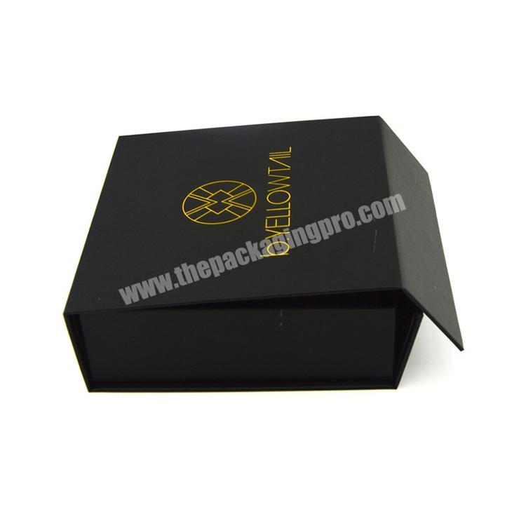 Custom luxury soft touch black cardboard folding gift box with logo