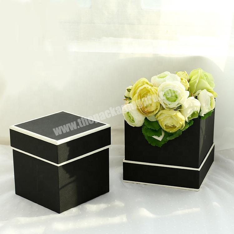 Custom luxury square paper bouquet roses packaging gift flower box