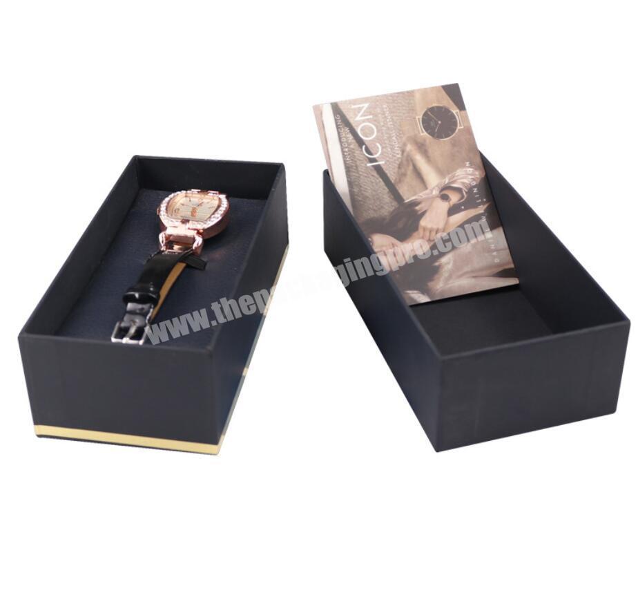 Custom luxury watch packaging box two pieces watches box packaging black spot uv