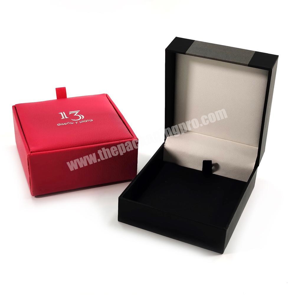 Custom Luxury Wedding Cardboard Red Leather Paper Packaging Necklace Jewellery Gift Box
