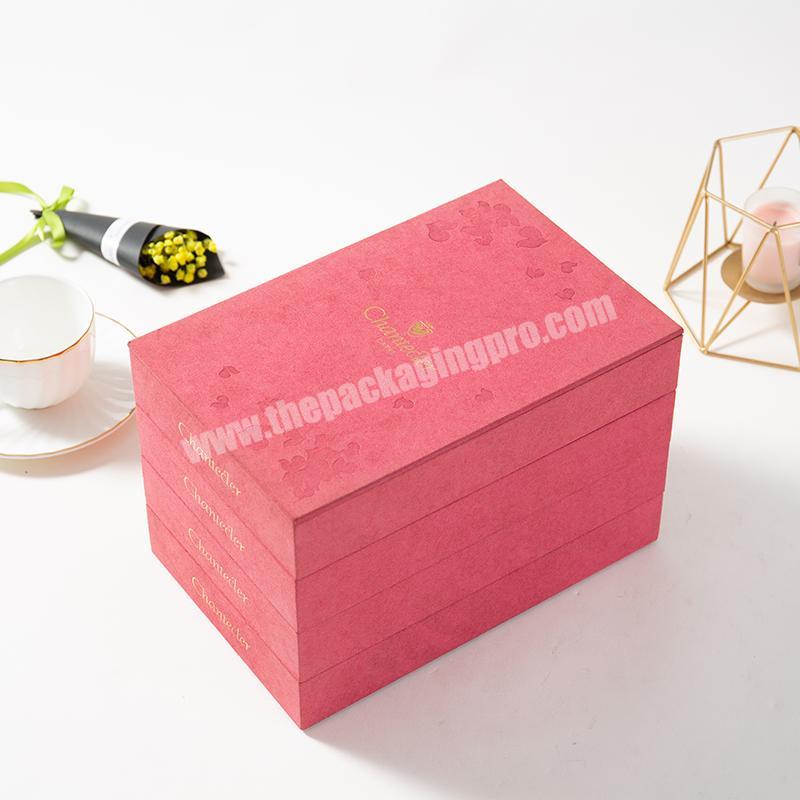 Custom luxury whole sales high quality velvet jewelry multi-layer packaging box for jewelry