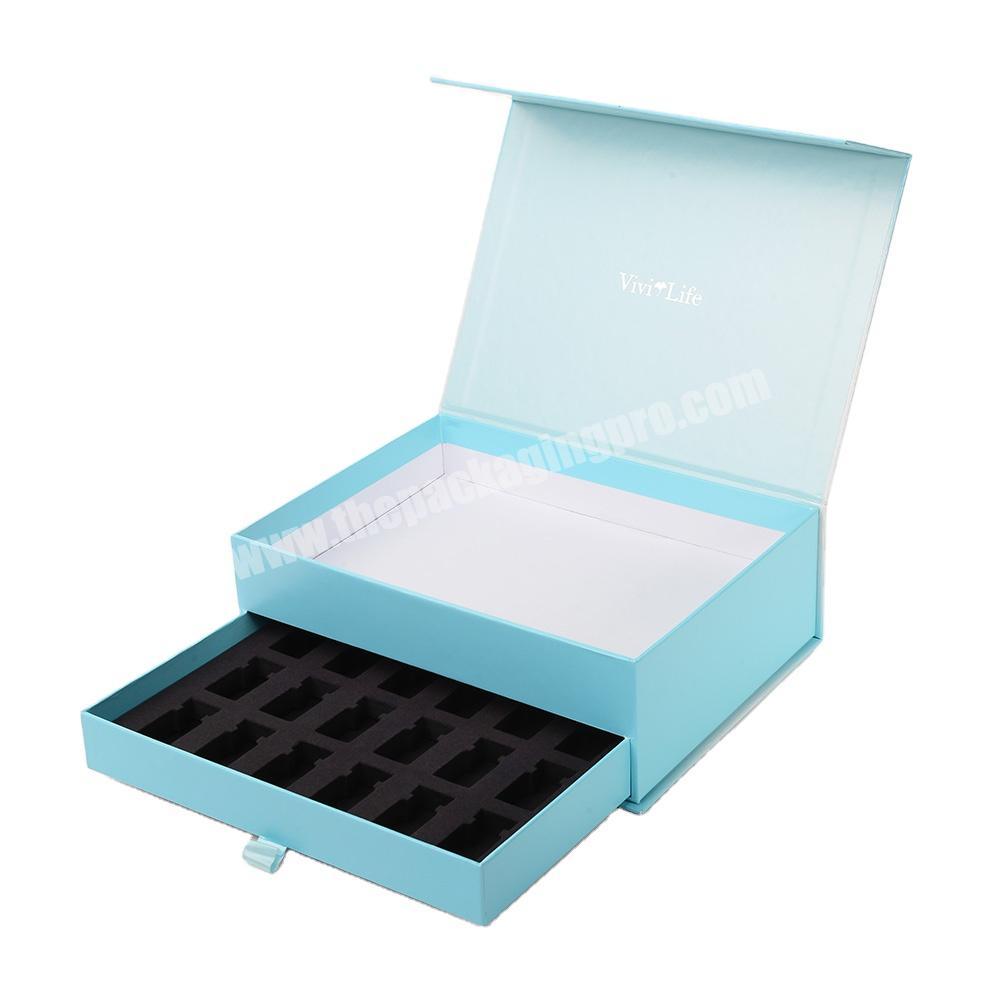 Custom Luxury Wholesale Skincare Perfume 2 Layer Book Shape Drawer Rigid Essential Oil Cosmetics Paper Magnetic Gift Box