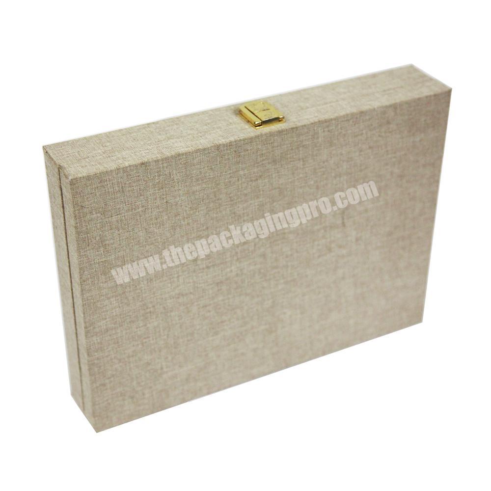 Custom luxury wooden packaging wood box with linen finish paper