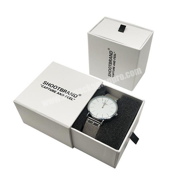 Custom Made Fashion Luxury Packaging White Drawer Paper Jewelry Watch Boxes Wholesale