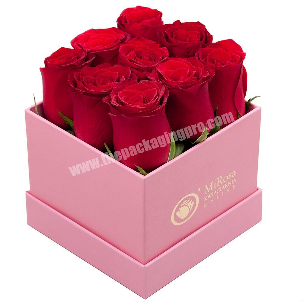 Custom made gold foiling square rose paper gift box with lid