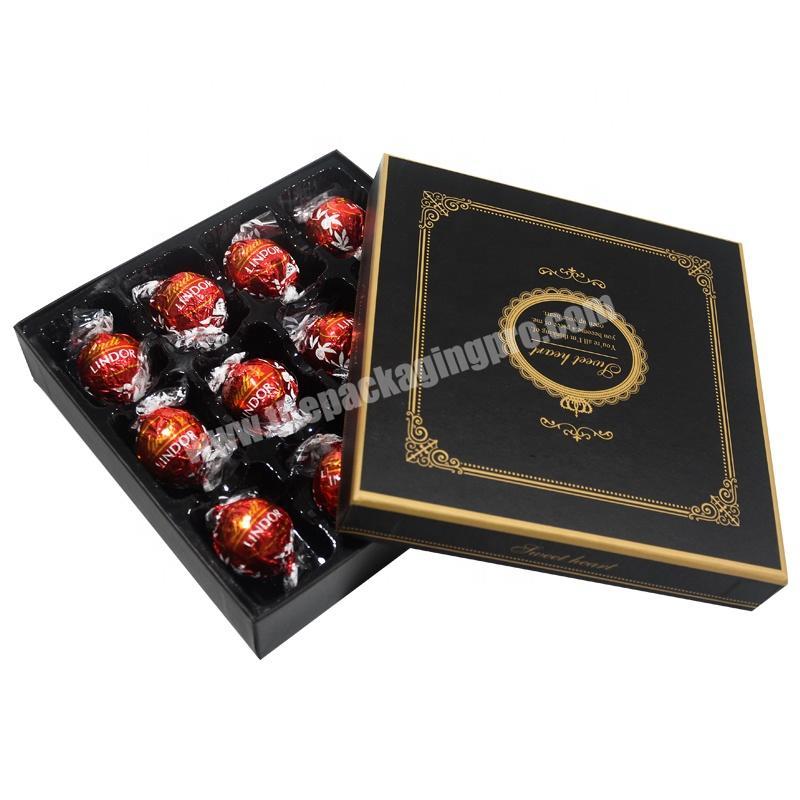 Custom Made Gold Stamping Logo Rigid Two Piece Candy Chocolate Packaging Box with Hold Tray Insert