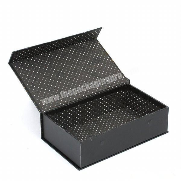 custom made high quality full color printed large luxury matt black gift box with magnetic closure