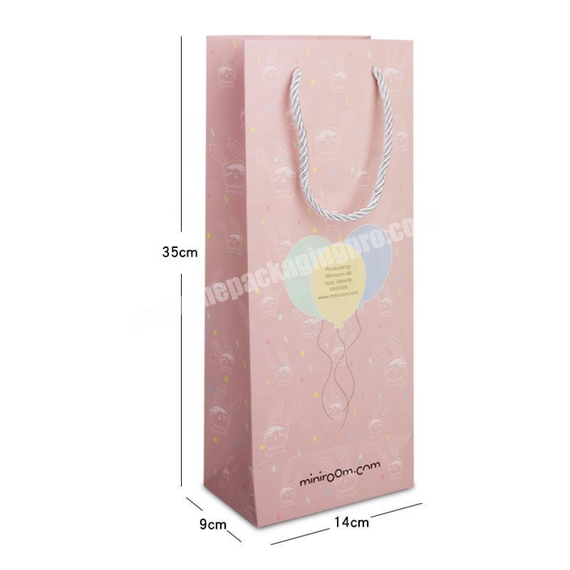 custom made unique pink color shopping gift paper bag with clear pvc window