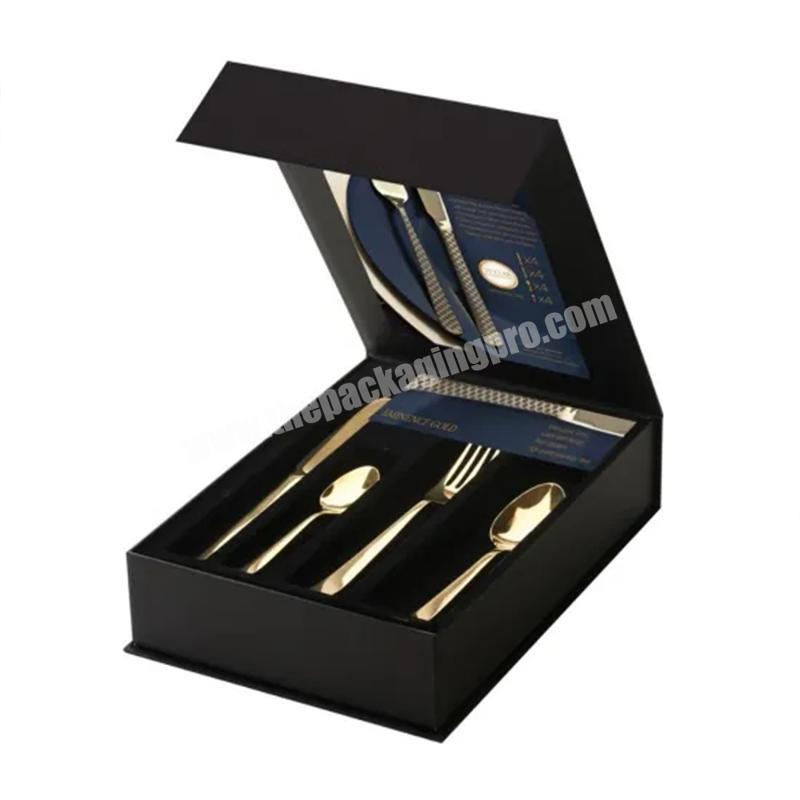 Custom magnetic paper cardboard gift box cutlery tableware spork fork knife box packaging