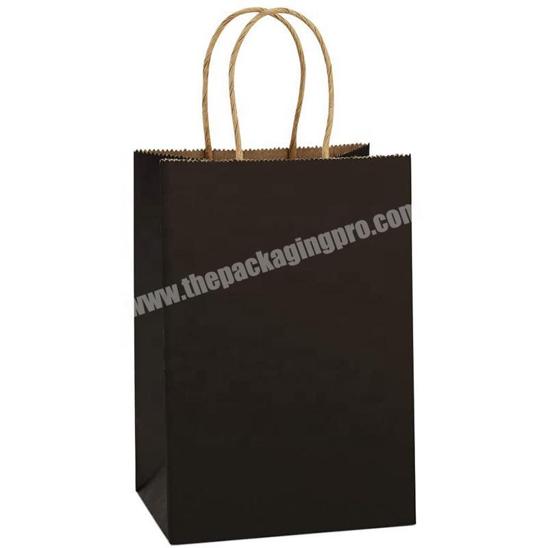 Custom make small brown craft kraft flat gift paper shopping bag with handle