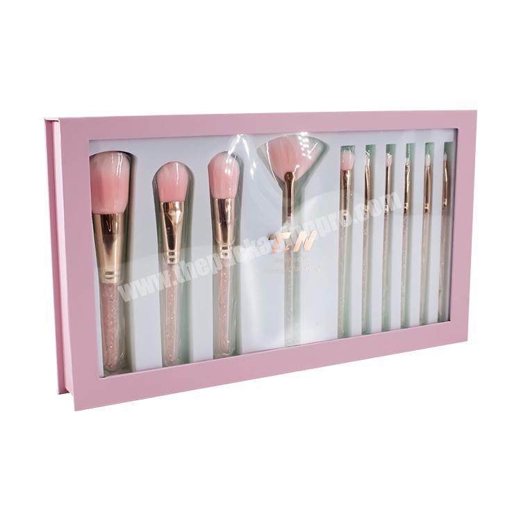 Custom makeup brush set packaging box pink