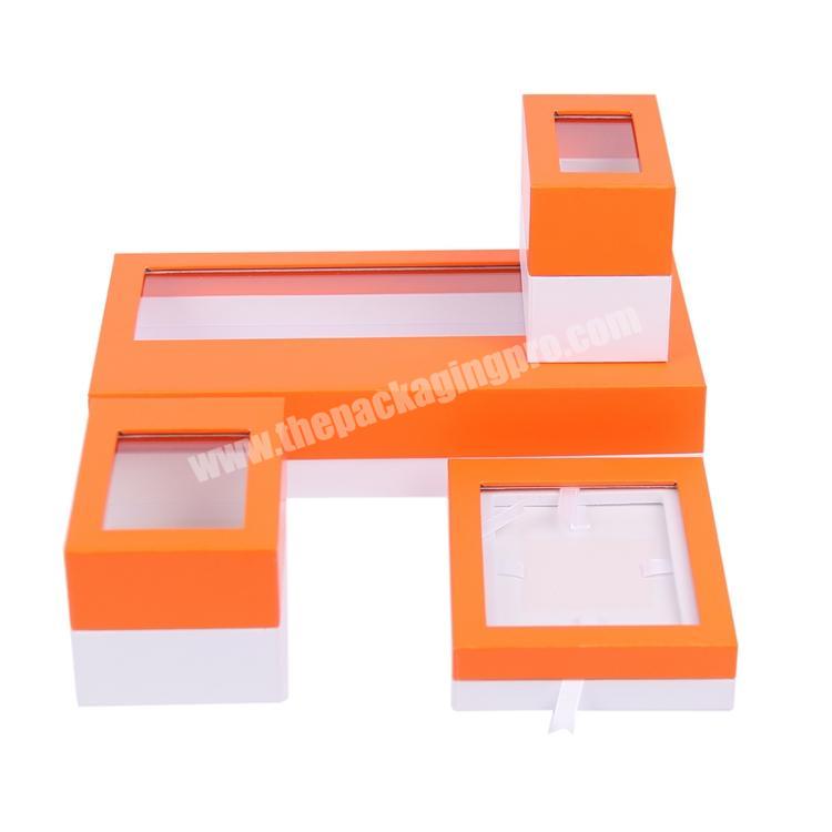 Custom making supplies big lots unique small cotton filled luxury paper jewelry set box window jewelry gift boxes with insert